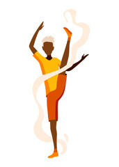 Contemporary and classical dancing. Dancer character design. Flat vector illustration. Modern dance style. Hip-hop, break, ballet