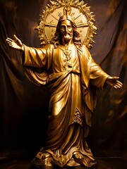 Fototapeta premium Golden jesus christ statue