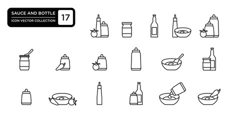 Sauce and bottle icon collection, vector icon template editable and resizable.