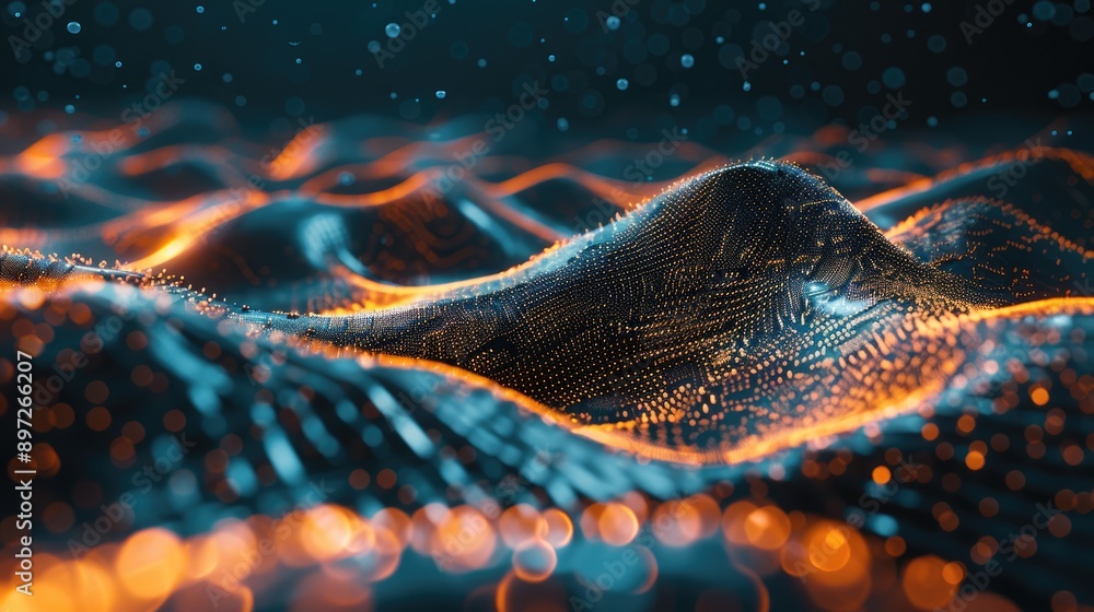 Aufkleber abstract waves and particles representing digital transformation in business.