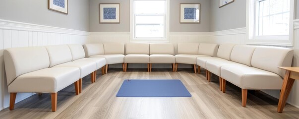 Fototapeta premium Bright waiting area in dental office with children's play corner, family-friendly decor