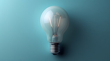 White light bulb, gradient light blue background, minimalist composition, soft studio lighting, product photography, creative concept, innovation symbolism.