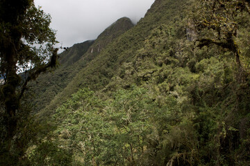 Peru mountain landscape on a cloudy autumn day