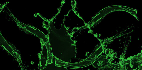 Light green water splash art with dynamic liquid movement. art of water splash in light green colors with refreshing and vibrant feel. illustration of a water splash with light black background.  