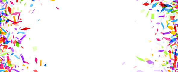 A lavish cascade of multicolored confetti floats through the air, portraying a lively scene of celebration and high spirits.