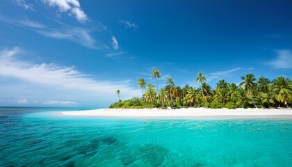 Fototapeta premium tropical beach in the ocean with palms, white sand and turquoise water