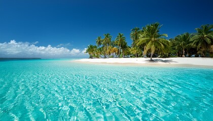 Fototapeta premium tropical beach in the ocean with palms, white sand and turquoise water