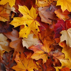 Fototapeta premium Autumn leaves close up background. Colorful fall leaves pattern. Macro top view
