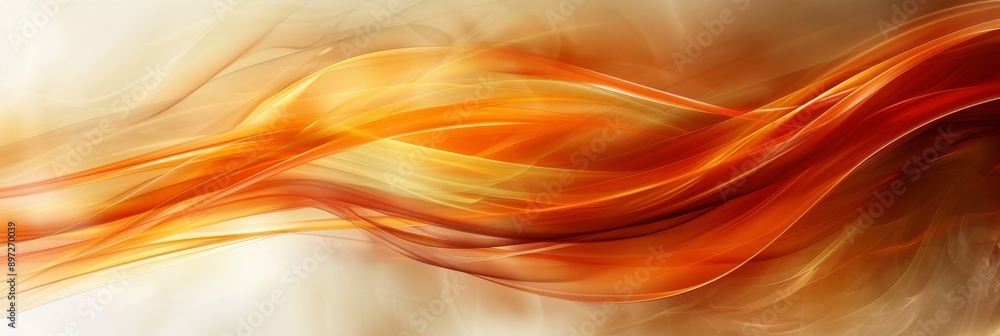 Fototapete fluid abstract waves in rich oranges and reds creating a vibrant motion effect. perfect for dynamic 