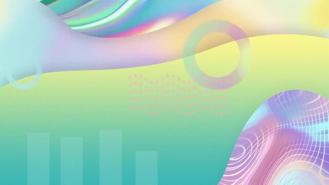 abstract pastel gradient 2d playful background with good energy vibe, colorful look with iridescent tones and wavy shapes