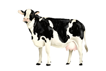 Milk dairy cow  hand drawn illustration isolated on transparent background
