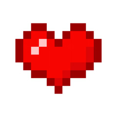 Red Heart pixel art, 8 bit pixel heart, Pixel heart. Pixel heart icon for 8 bit game