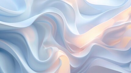 Abstract flowing fabric art with soft pastel hues of blue and pink, creating a serene and calming visual.