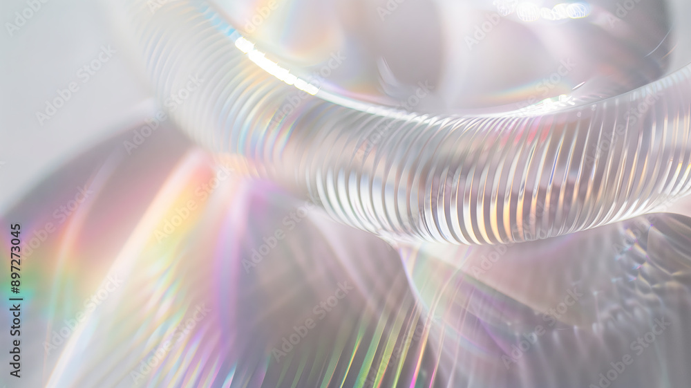 Wall mural Iridescent abstract light waves with rainbow reflections and smooth textures