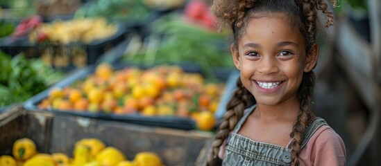 Smiling Girl at the Farmers Market