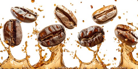 Obraz premium Freshly brewed coffee with a shot of espresso, suitable for a cafe or office setting