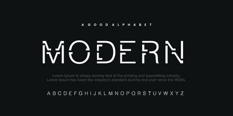 Modern urban alphabet font. Digital abstract futuristic, logo, music, sport, minimal technology typography. Simple numeric vector illustration