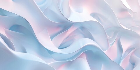 Obraz premium Soft fluid waves of light blue and pink hues create a soothing abstract background with a serene blend of colors