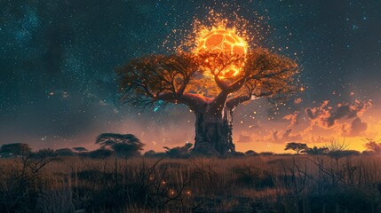 Baobab Tree with Glowing Sphere