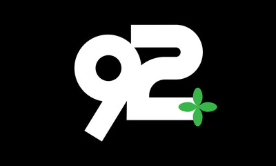 92 Leaf Number Logo Green White Health