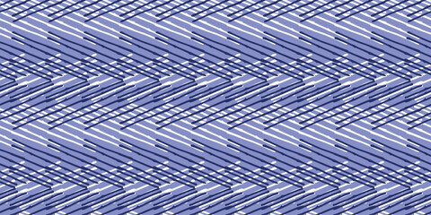 Indigo blue Japanese block print effect bordur. Seamless hand made vector design for fabric batik ribbon and faded fashion repeat banner. 