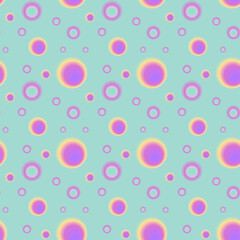 Seamless pattern y2k aura. Blurred heart, butterfly and stars with aura in trendy style y2k on green background.