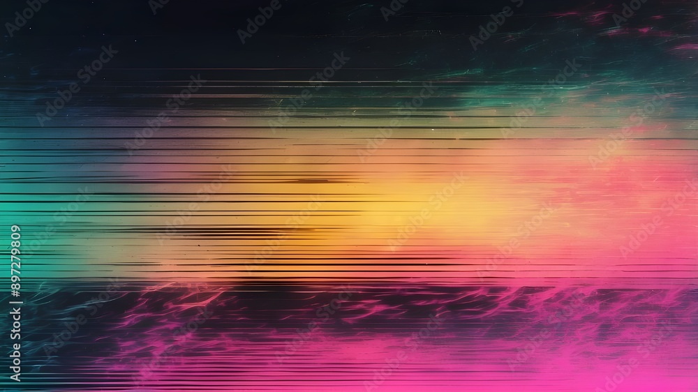 Poster vignette border with translucent overlay of vintage tv static signal transmission glitch. background