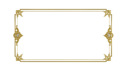 Decorative golden vintage frames, Golden baroque frame on transparent background. © mustapha
