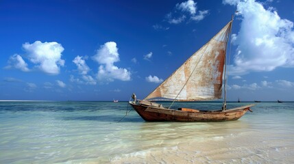 The Timeless Elegance of a Handcrafted Traditional Wooden Sailboat. AI generated image