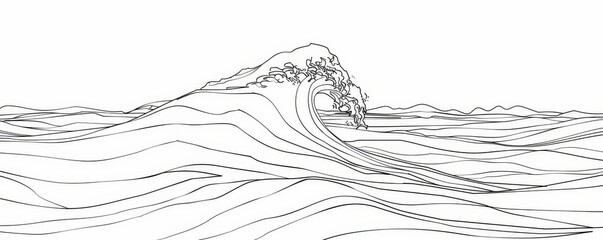Sea wave ocean art water outline icon logo sketch continuous line. Wave graphic surf sea abstract one modern doodle symbol decorative drawing splash.