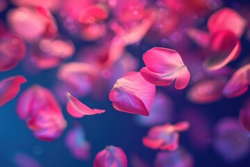 A collection of pink flowers suspended in the air, perfect for use in illustrations or designs where a whimsical touch is desired
