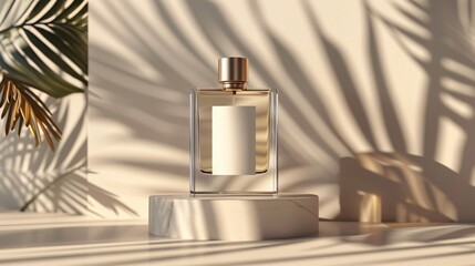 A luxurious perfume bottle mockup with elegant packaging and a sophisticated background