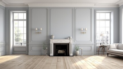 Fototapeta premium Professional painters transforming modern living room with light gray walls in new home