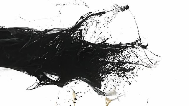 Animation of paint splash Black and white brush stroke transition background Animation of paint splash