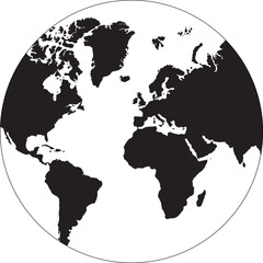 Obraz premium Black and White World Map Silhouette - High-Resolution Vector Illustration
