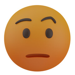 3d render  Face with Raised Eyebrow  illustration