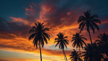 Sunset Over The Palm Trees