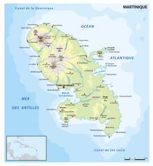 Obraz premium Map of the French Caribbean island of Martinique