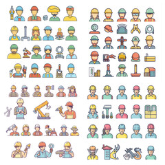 A collection of construction worker icons