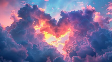Dramatic Sunset Sky with Vibrant Clouds and Fiery Glow