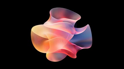 Vibrant wavy shapes on abstract background, showcasing a gradient of orange, pink, and blue