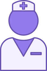Nurse Color Icon. Vector Icon. Medical Worker in Hospital Clothes. Physician Assistant for Patient Care. Health and Medicine Concept
