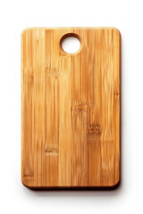 Bamboo cutting board on a white background.
