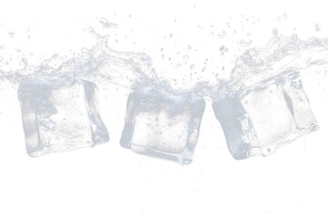 Flying ice cubes,Transparent Three ice cubes in midair frozen in time.