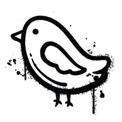 Vector graffiti spray bird isolated on white background