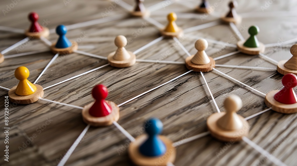 Aufkleber abstract representation of organizational structure with connected figures highlighting teamwork and