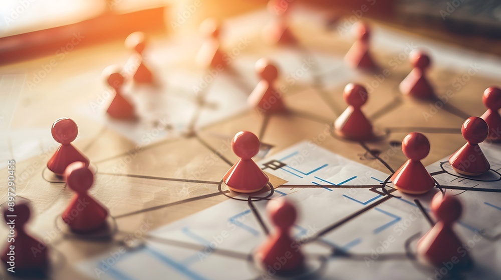 Aufkleber abstract representation of organizational structure with connected figures highlighting teamwork and