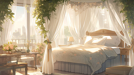 A Bedroom with Crisp White Linens on a King-Sized Bed