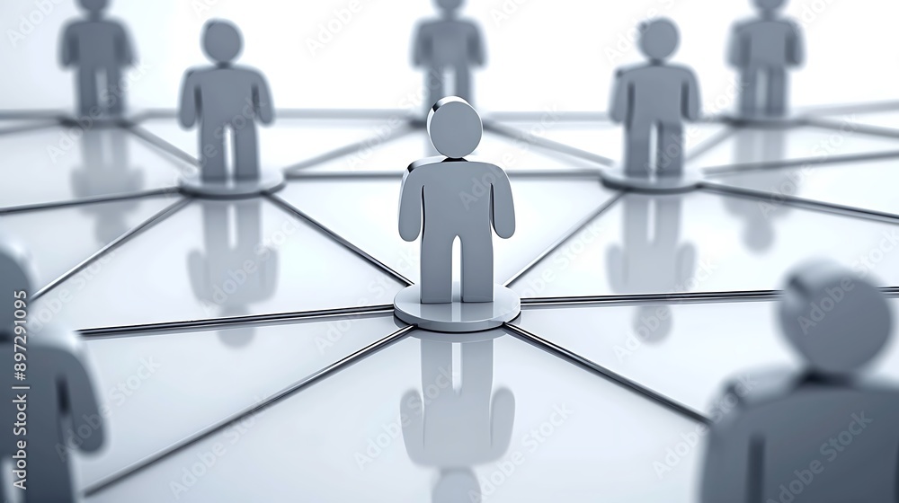 Aufkleber abstract representation of organizational structure with connected figures highlighting teamwork and