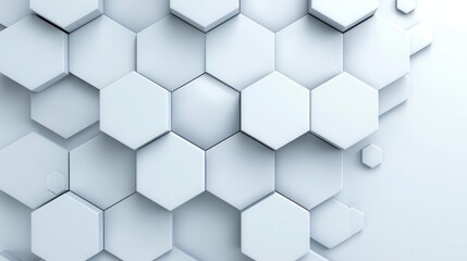 Fototapeta premium Abstract 3D hexagons with shadows and depth, technology, modern design concept